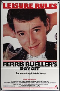 4j0934 FERRIS BUELLER'S DAY OFF 1sh 1986 c/u of Matthew Broderick in John Hughes teen classic!