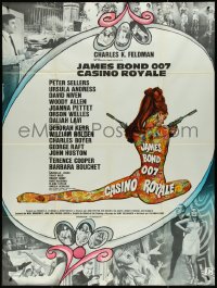 4j0164 CASINO ROYALE French 1p 1967 Bond spy spoof, sexy psychedelic Kerfyser art + photo montage!
