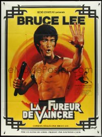 4j0165 CHINESE CONNECTION French 1p R1979 great art of Bruce Lee with nunchaku by Jean Mascii!