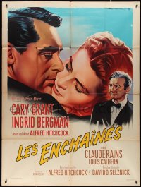 4j0200 NOTORIOUS French 1p R1963 Roger Soubie art of Cary Grant & Ingrid Bergman, Hitchcock classic!
