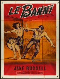 4j0203 OUTLAW French 1p R1960s different art of sexy Jane Russell & Jack Buetel, Howard Hughes