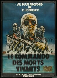 4j0207 SHOCK WAVES French 1p 1977 Peter Cushing, cool art of wacky ocean zombies terrorizing boat!