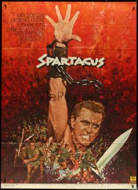 4j0208 SPARTACUS French 1p R1960s classic Stanley Kubrick & Douglas epic, different art by Thos!