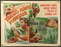 4j0038 TARZAN'S MAGIC FOUNTAIN style B 1/2sh 1949 art of Lex Barker vs murderous thugs, Brenda Joyce!