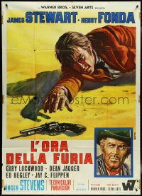 4j0111 FIRECREEK Italian 1p 1968 different Casaro art of James Stewart reaching for gun, Henry Fonda!