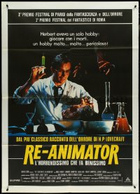 4j0133 RE-ANIMATOR Italian 1p 1986 great image of mad scientist Jeffrey Combs with severed head!