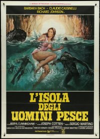 4j0110 SOMETHING WAITS IN THE DARK Italian 1p 1978 cool art of sexy girl being attacked by monsters!