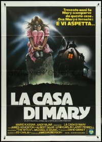 4j0132 SUPERSTITION Italian 1p 1982 Casaro art of ghoulish girl on tombstone by creepy house!