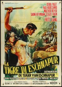 4j0241 TIGER OF ESCHNAPUR Italian 1p R1961 Fritz Lang, art of sexy Debra Paget by Martinati!