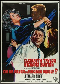 4j0140 WHO'S AFRAID OF VIRGINIA WOOLF Italian 1p 1966 Elizabeth Taylor & Richard Burton, Brini art!