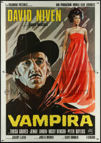 4j0106 OLD DRACULA Italian 2p 1975 art of David Niven as Dracula & Teresa Graves as Vampira!