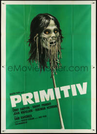 4j0090 PRIMITIVES Italian 2p 1978 Primitif, Indonesian cannibal horror, wild art of impaled head!
