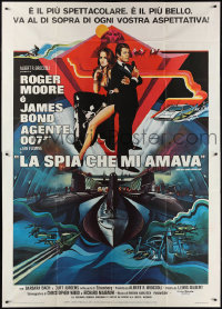 4j0234 SPY WHO LOVED ME Italian 2p 1977 Bob Peak art of Roger Moore as James Bond & Barbara Bach!