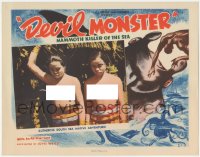 4j0765 DEVIL MONSTER LC 1935 close up of two topless South Seas natives, cool border artwork!