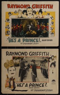 4j0704 REGULAR FELLOW 2 LCs 1925 Raymond Griffith as the prince on throne, wacky art, ultra rare!
