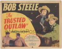 4j0741 TRUSTED OUTLAW TC 1937 cowboy Bob Steele with gun drawn & cowgirl Lois January, ultra rare!