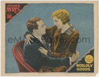 4j0830 WORLDLY GOODS LC 1924 romantic c/u of Agnes Ayres sitting on Pat O'Malley's lap, ultra rare!