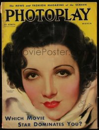 4j0461 PHOTOPLAY magazine March 1933 great cover art of pretty Claudette Colbert by Earl Christy!