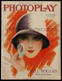 4j0459 PHOTOPLAY magazine November 1927 great cover art of Jetta Goudal by Charles Sheldon!