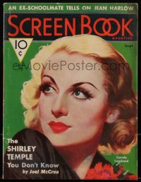 4j0464 SCREEN BOOK magazine September 1935 great cover art of Carole Lombard by Marland Stone!