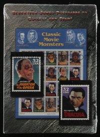 4j1294 CLASSIC MOVIE MONSTERS postcard set 1997 Frankenstein, Dracula, Mummy, Wolf Man, Phantom!