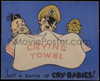 4j1297 WWII GREETING CARD greeting card 1940s art of Uncle Sam vs crying Hitler, Tojo & Mussolini!