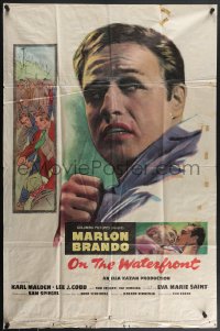 4j1077 ON THE WATERFRONT 1sh 1954 Elia Kazan directed, Budd Schulberg wrote it, Marlon Brando!