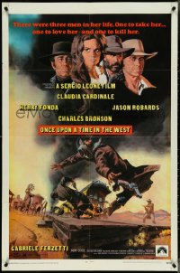 4j1079 ONCE UPON A TIME IN THE WEST 1sh 1969 Sergio Leone, Cardinale, Fonda, Bronson, Robards!