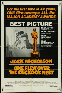 4j1080 ONE FLEW OVER THE CUCKOO'S NEST awards 1sh 1975 Nicholson & Sampson, Forman, Best Picture!