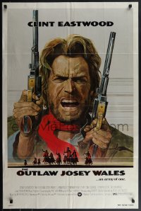 4j1086 OUTLAW JOSEY WALES studio style 1sh 1976 Clint Eastwood is an army of one, Roy Anderson art!