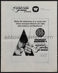 4j0380 CLOCKWORK ORANGE pressbook 1973 Stanley Kubrick classic, Malcolm McDowell, rated R!