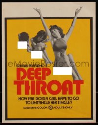 4j0383 DEEP THROAT New York pressbook 1972 how far does Lovelace have to go to untangle her tingle!