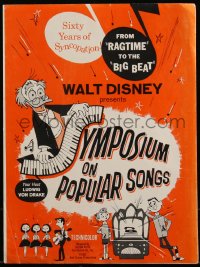 4j0398 SYMPOSIUM ON POPULAR SONGS pressbook 1962 Walt Disney, from Ragtime to the Big Beat, rare!