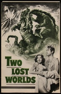 4j0073 TWO LOST WORLDS pressbook 1950 James Arness, sexy Kasey Rogers, great dinosaur poster art!