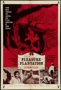 4j1097 PLEASURE PLANTATION 1sh 1970 nothing grew there except a human garden of evil, sexy art!