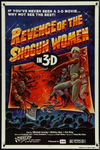 4j1121 REVENGE OF THE SHOGUN WOMEN 1sh 1982 cool 3-D artwork of female ninjas on theater screen!