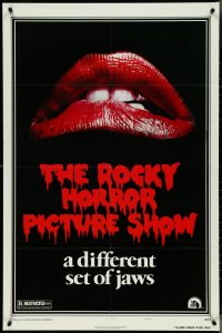 4j1129 ROCKY HORROR PICTURE SHOW style A 1sh 1975 c/u lips image, a different set of jaws!