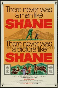 4j1146 SHANE 1sh R1966 most classic western, Alan Ladd, Jean Arthur, Van Heflin, De Wilde!