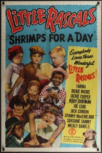 4j1147 SHRIMPS FOR A DAY 1sh R1952 Dickie Moore, Joe Cobb, Farina, Jackie Cooper, Our Gang kids!