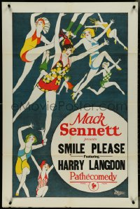 4j1151 SMILE PLEASE 1sh 1924 Harry Langdon, great art of sexy flapper girls!