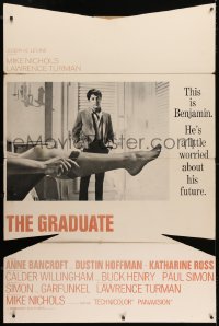 4j0003 GRADUATE pre-Awards 38x57 standee 1968 classic image of Dustin Hoffman & sexy leg, very rare!