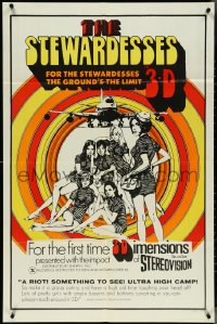 4j1158 STEWARDESSES 1sh R1973 sexy Christina Hart, from 3D to 3XXX, America's most controversial!