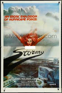 4j1159 STORMY 1sh 1980 an erotic explosion of hurricane force, wild art of flying naked woman!