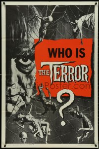 4j1185 TERROR style B teaser 1sh 1963 Boris Karloff & sexy girls in web by Reynold Brown, Corman!