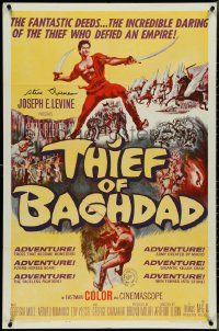 4j1188 THIEF OF BAGHDAD signed 1sh 1961 by Steve Reeves, who does fantastic deeds & defies an empire!