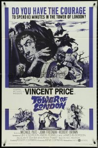 4j1202 TOWER OF LONDON 1sh 1962 Vincent Price, Roger Corman, montage of horror artwork!