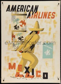 4j0017 AMERICAN AIRLINES MEXICO 29x40 FOAMCORE MOUNTED travel poster 1948 art by Kauffer, ultra rare
