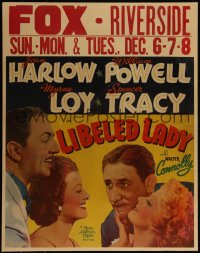 4j0036 LIBELED LADY jumbo WC 1936 sexy Jean Harlow, William Powell, Spencer Tracy & Myrna Loy!
