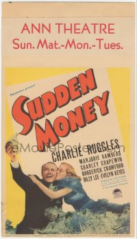 4j0409 SUDDEN MONEY mini WC 1939 Charlie Ruggles with lots of cash & Evelyn Keyes, ultra rare!