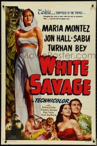 4j1221 WHITE SAVAGE 1sh R1949 great images of sexiest full-length White Savage Woman Maria Montez!